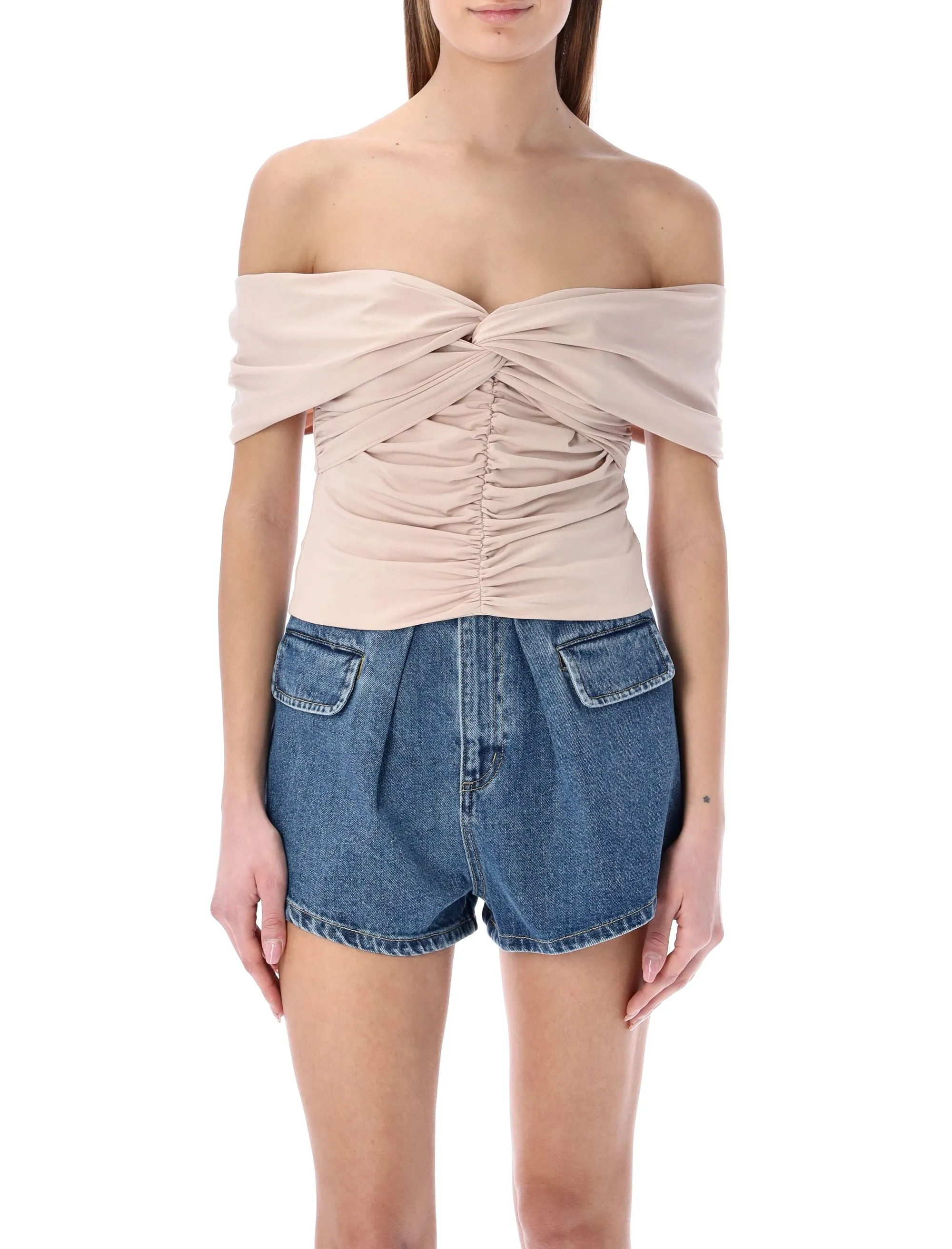Self-Portrait Off Shoulder Knot Detailed Draped Top