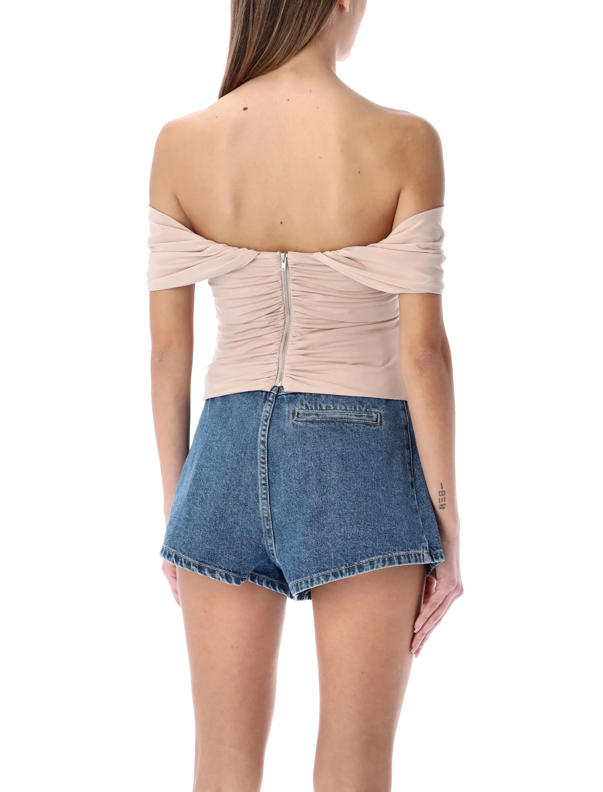 Self-Portrait Off Shoulder Knot Detailed Draped Top