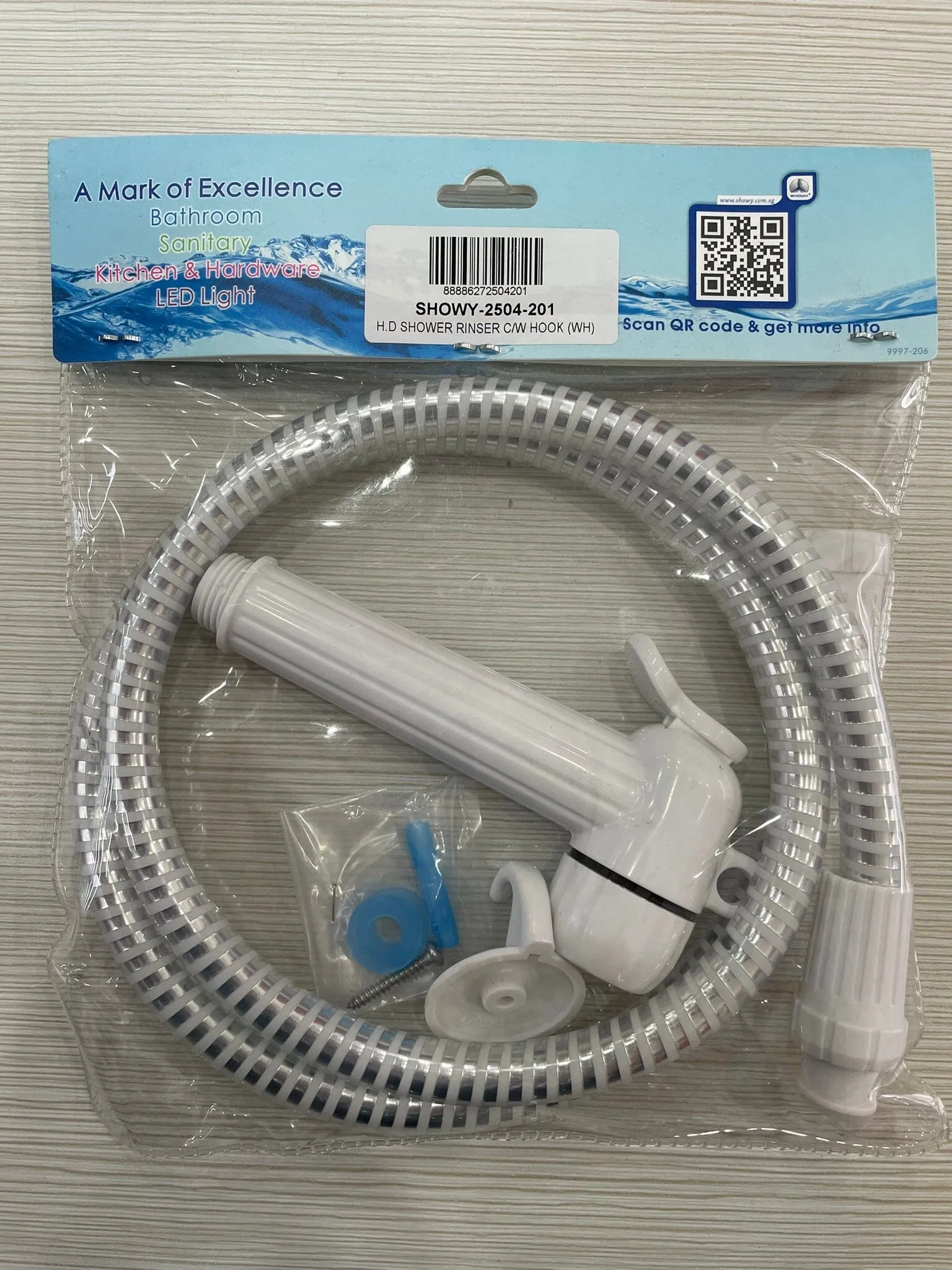 Showy Heavy Duty Shower Rinser (White) #2504OF-WH (Toilet Biget Spray) comes with hook | Model : SHOWY-2504-201