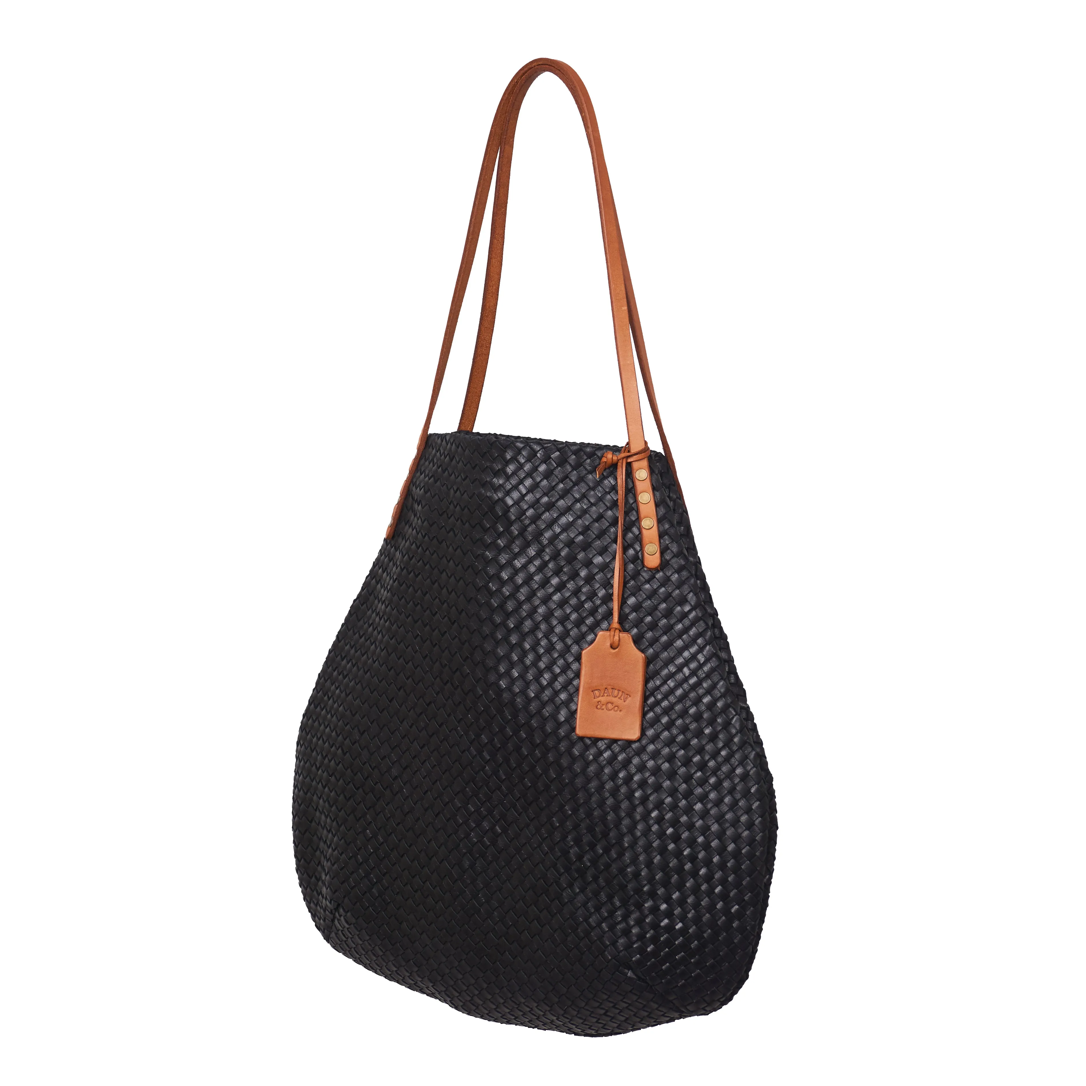 SIMPLY FIVE TOTE - Woven Leather | Black & Caramel