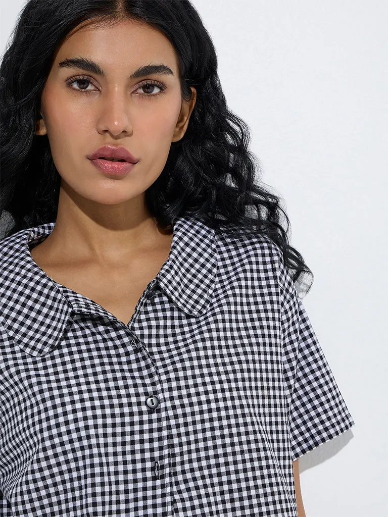 Superstar Black Gingham Checkered Cotton Shirt