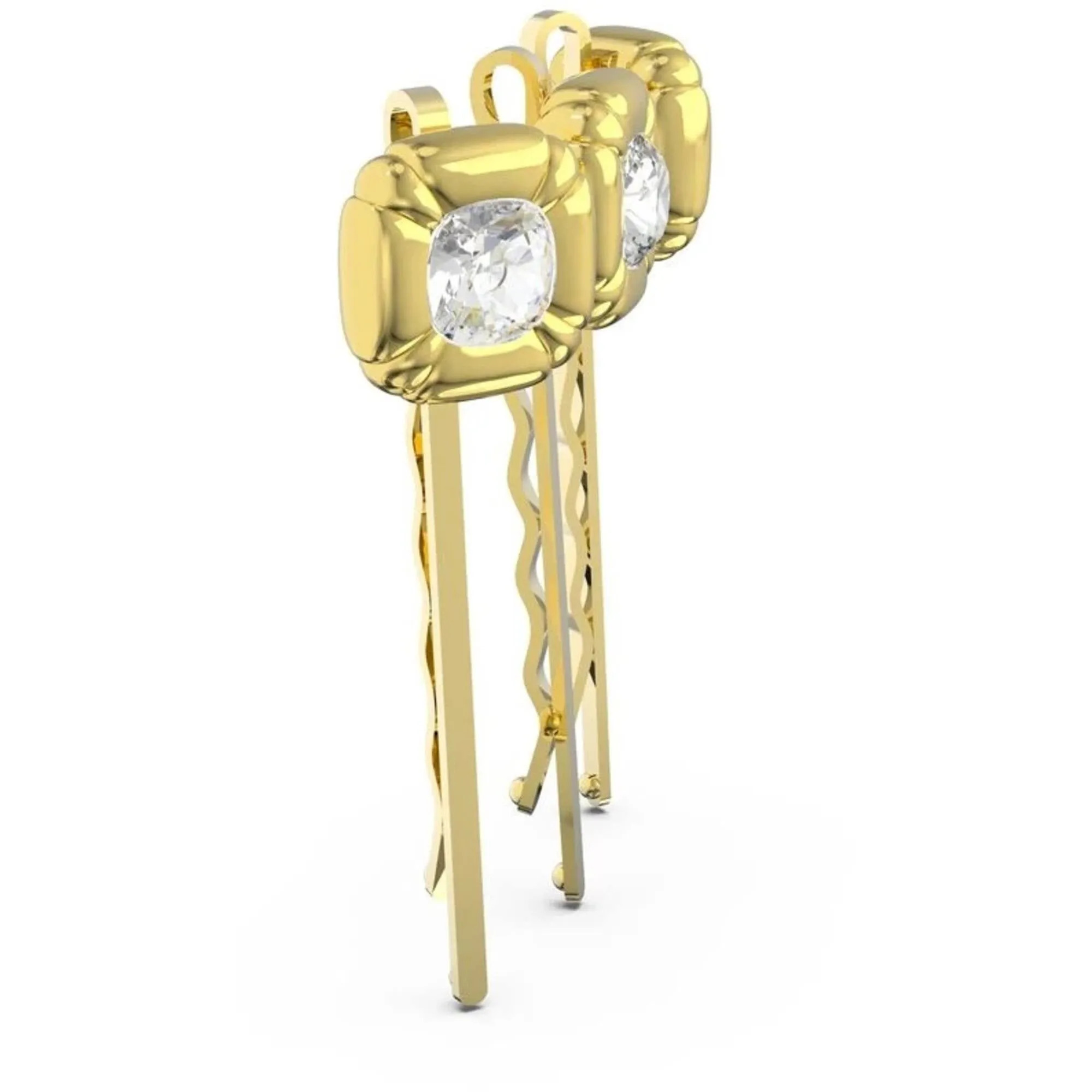 Swarovski Women's Hairpin Set - Dulcis Cushion Cut Crystals Yellow Gold | 5616848