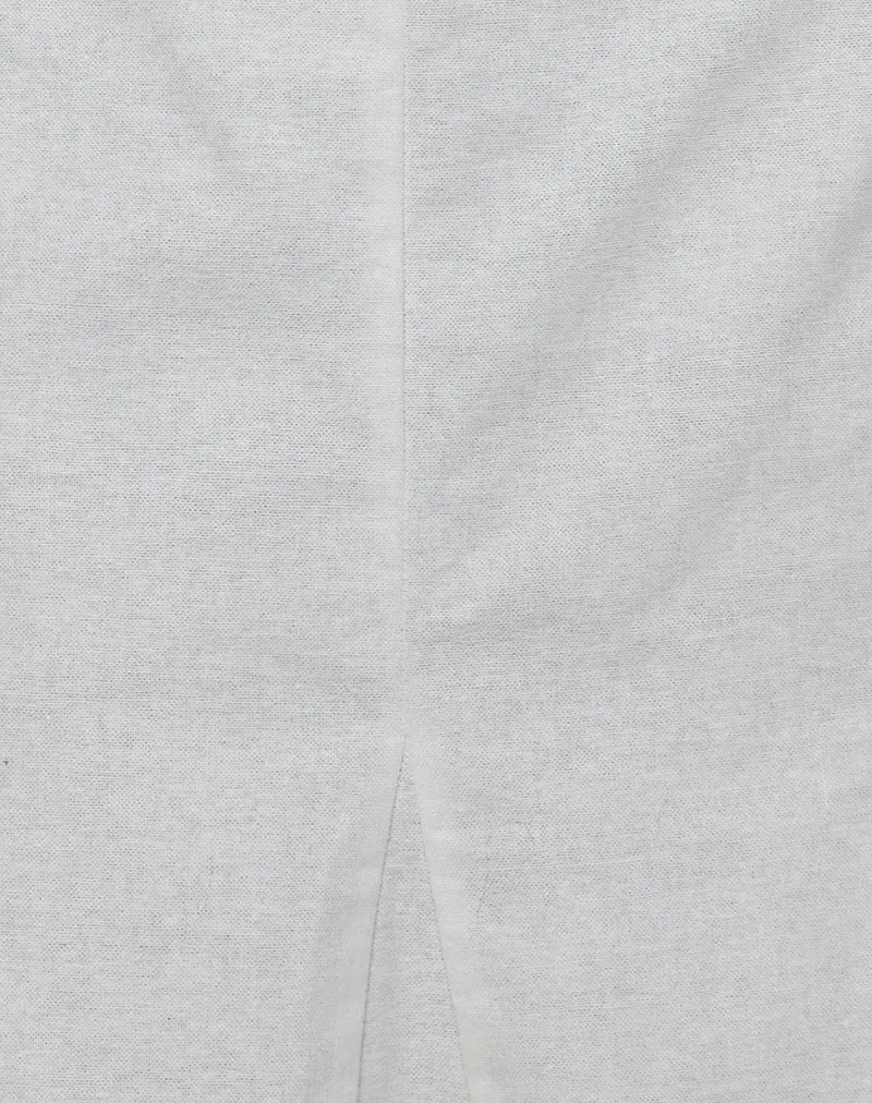 Tausi Pleated Midi Skirt in Off White Linen