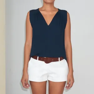 TRANSIT SLEEVELESS TOP - Crinkled Rayon | Midnight Blue