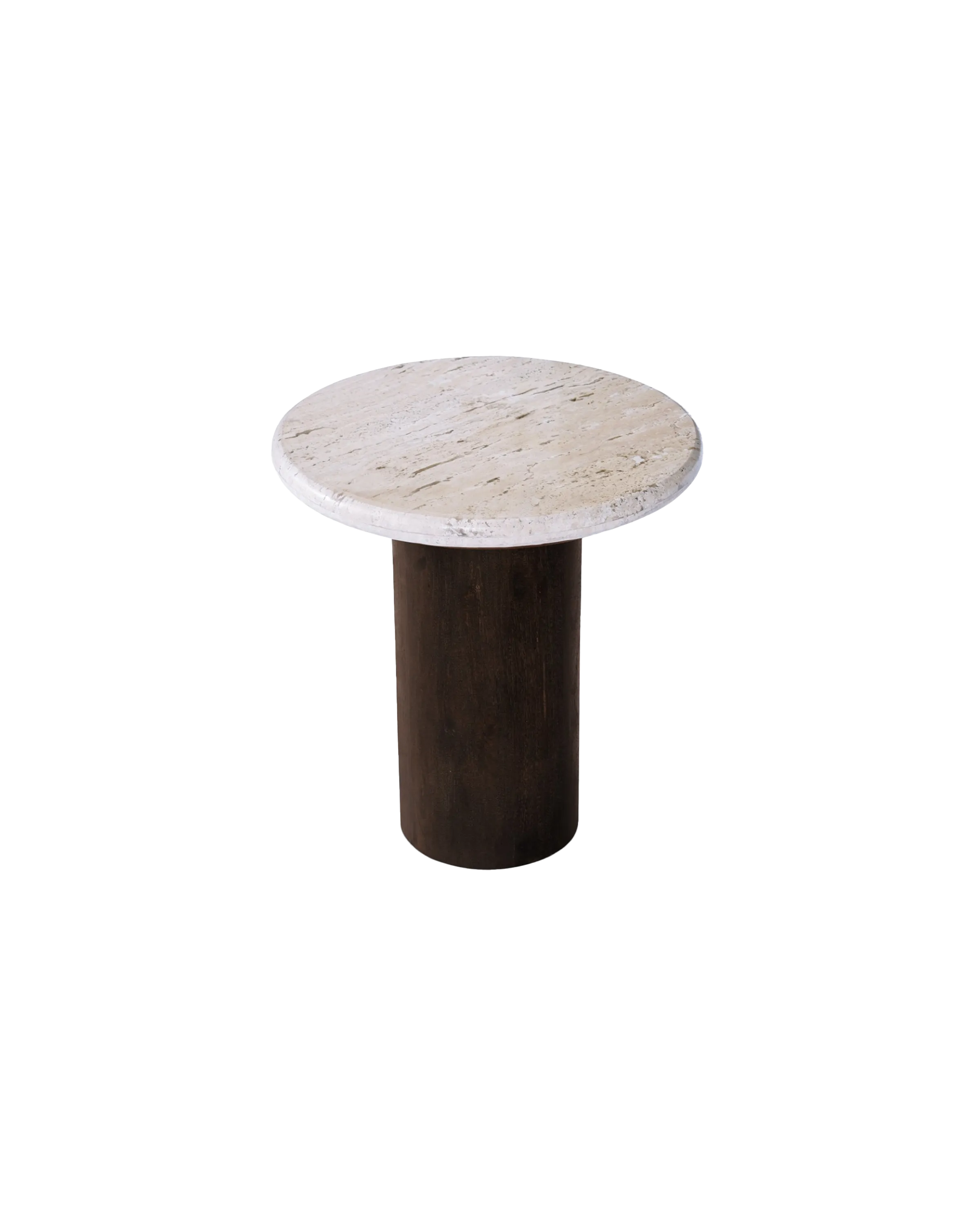 VINTAGE BROWN TRAVERTINE SIDE TABLE