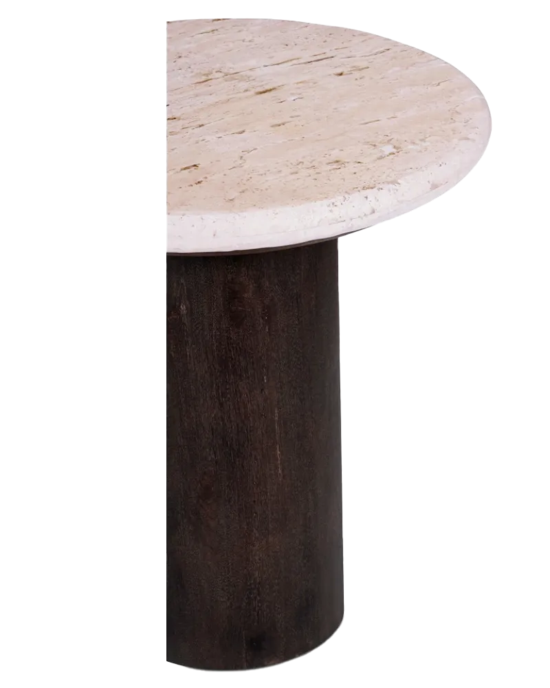 VINTAGE BROWN TRAVERTINE SIDE TABLE