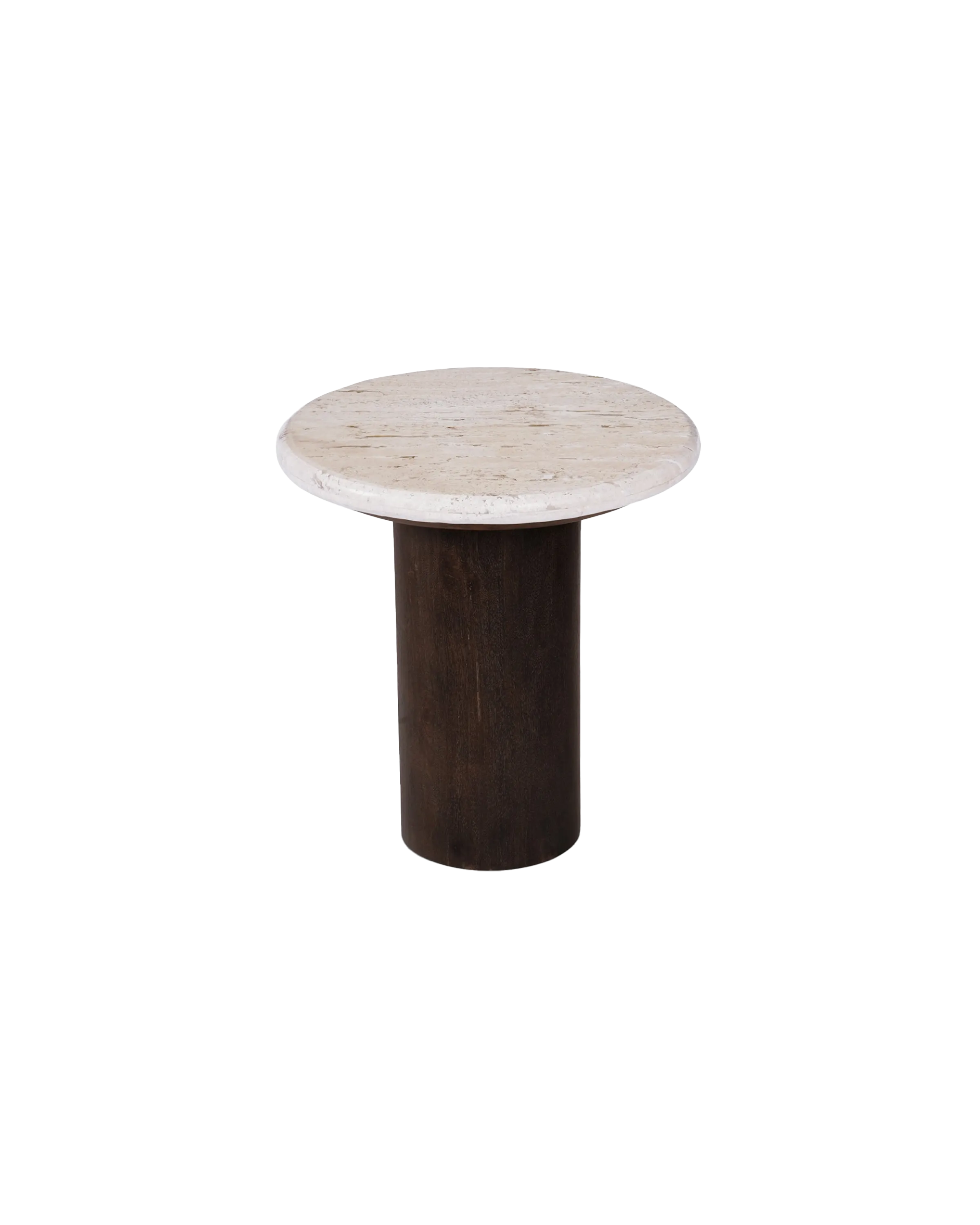 VINTAGE BROWN TRAVERTINE SIDE TABLE