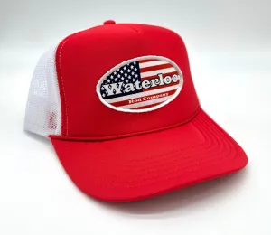 Waterloo Red and White Foam Front Cap - Flag Patch
