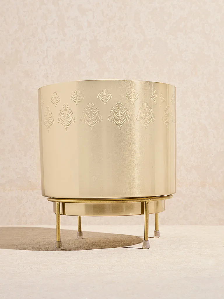 Westside Home Gold Ginkgo Etched Planter