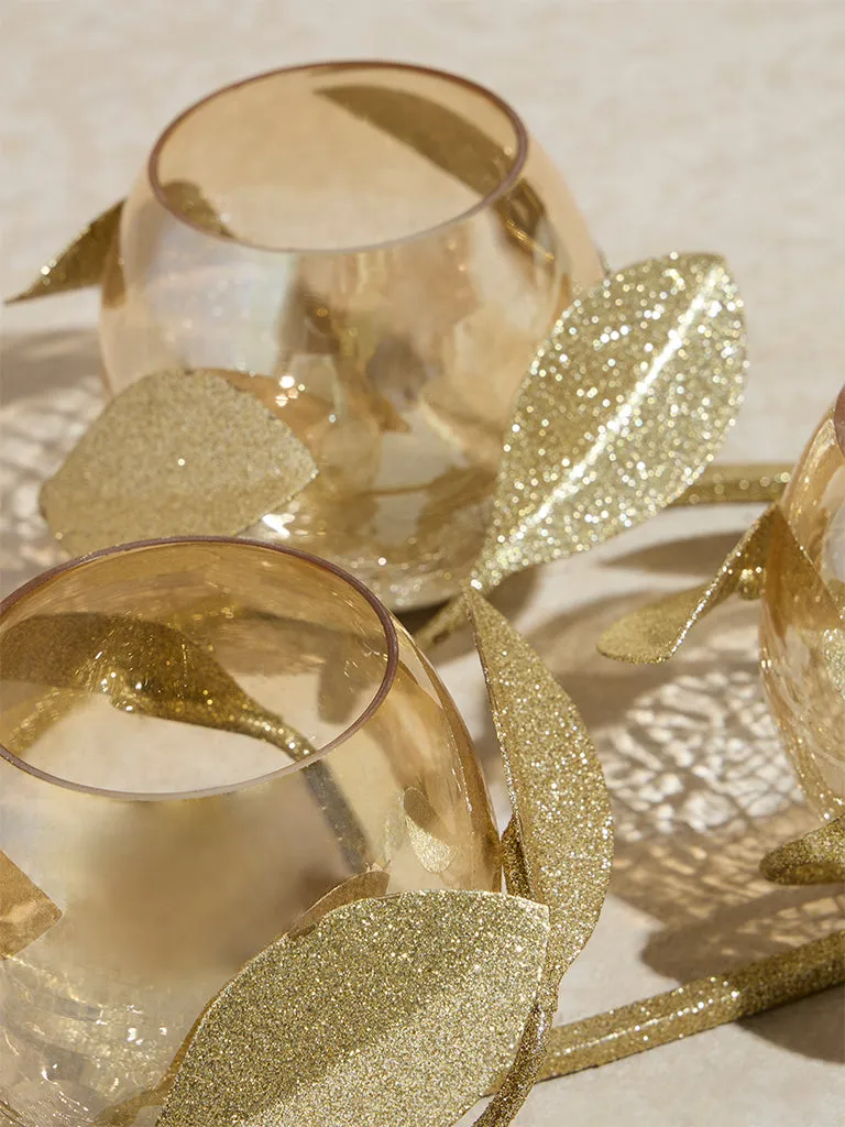 Westside Home Gold Leaf Detailed Tealight Candle Holder