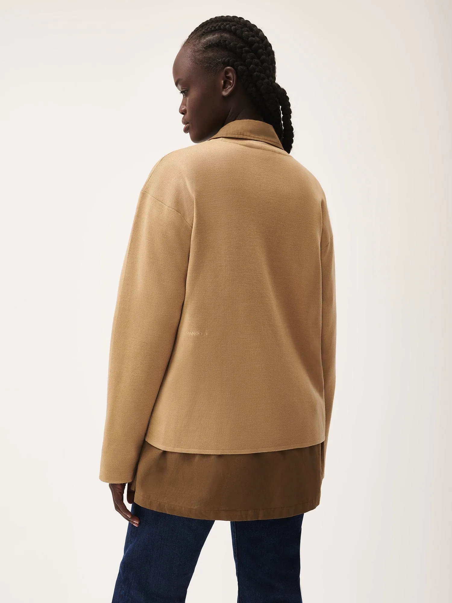 Womens Regenerative Merino Wool Sweater—camel