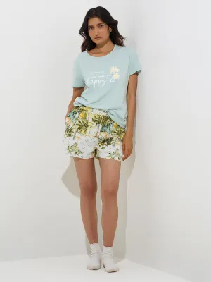 Wunderlove Mint Text Design Cotton T-Shirt