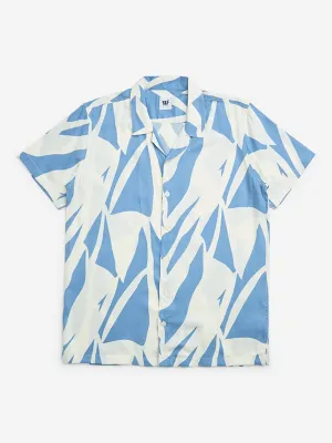Y&F Kids Blue Abstract Design Resort-Fit Cotton Shirt