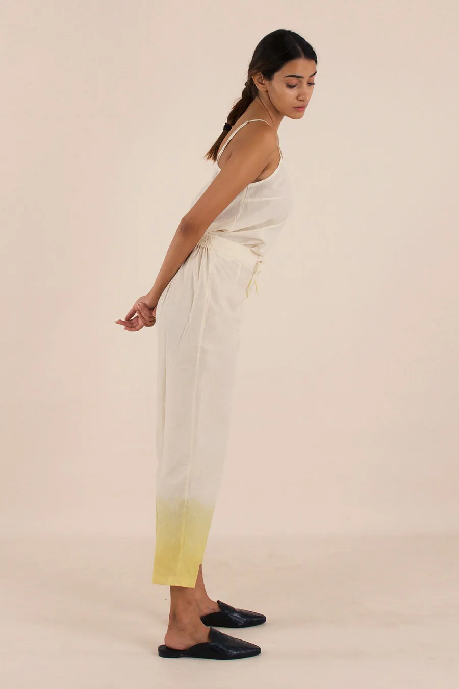 Yellow Ombre Cotton Narrow Pants