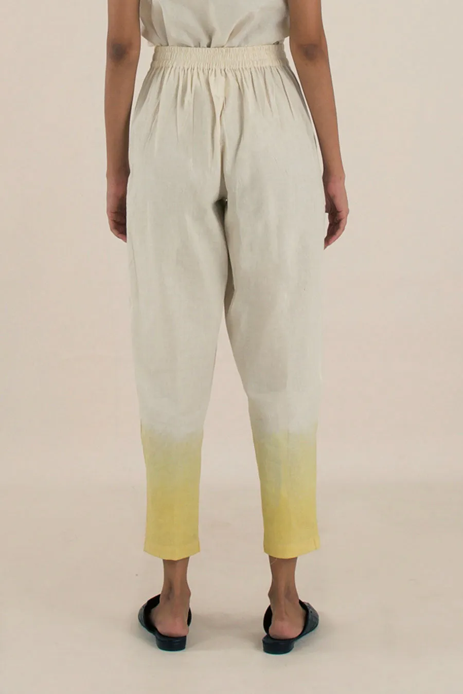 Yellow Ombre Cotton Narrow Pants
