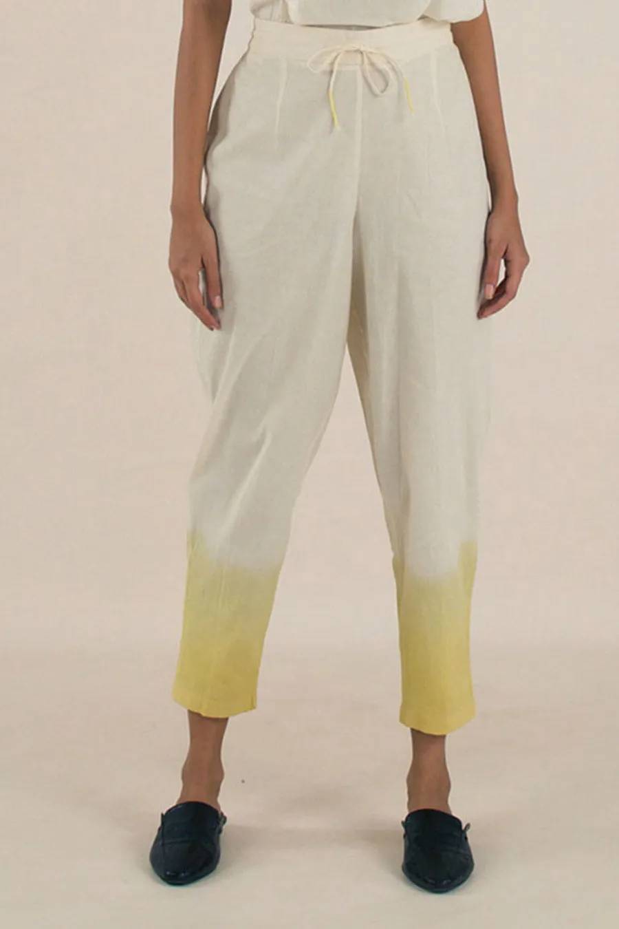 Yellow Ombre Cotton Narrow Pants