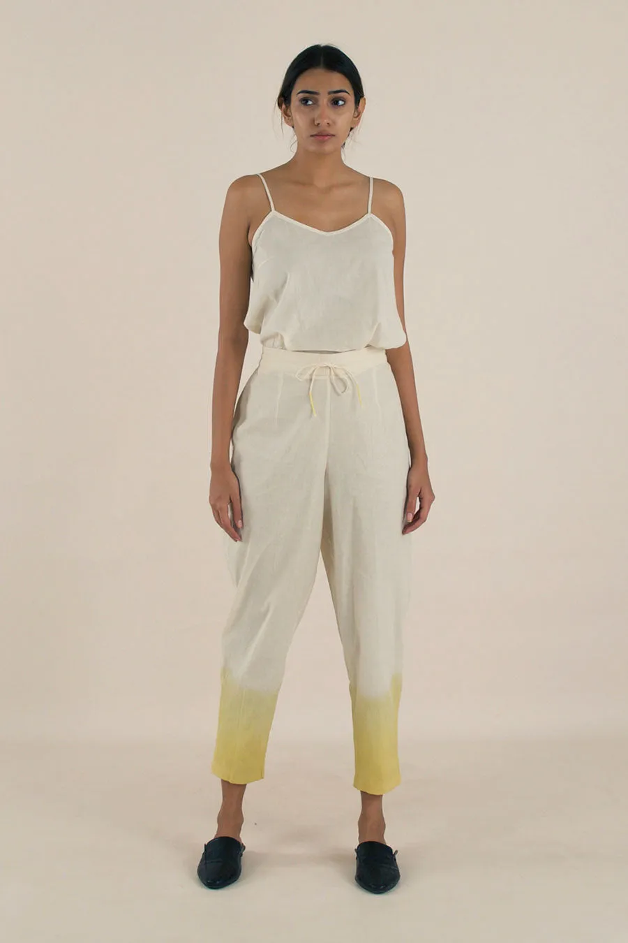 Yellow Ombre Cotton Narrow Pants