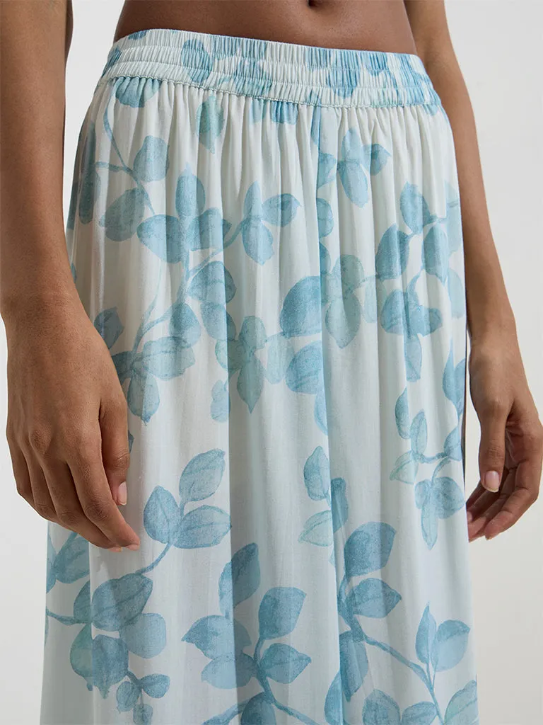 Zuba Blue Botanical Printed Palazzos